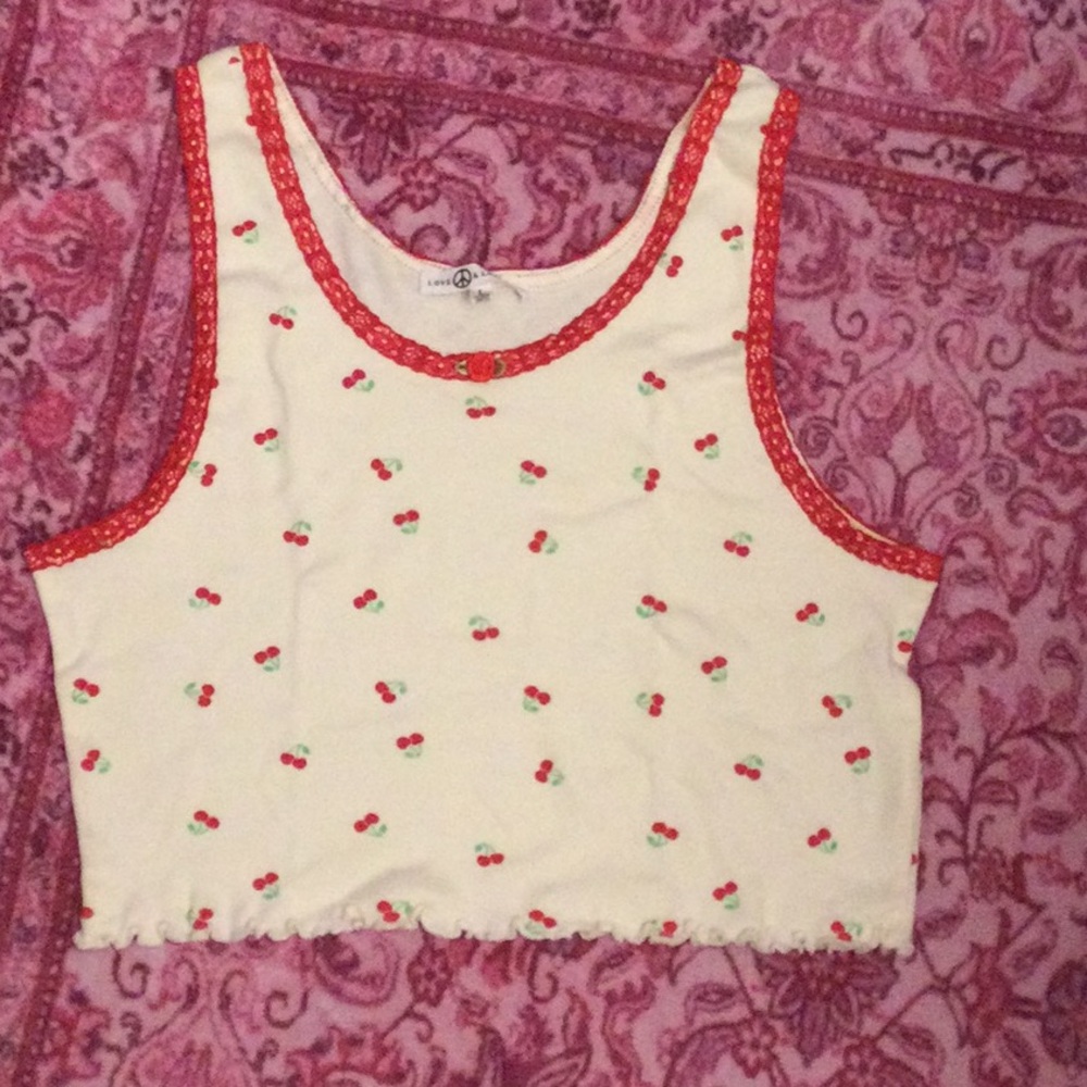 NWOT Cherry Print Crop Top